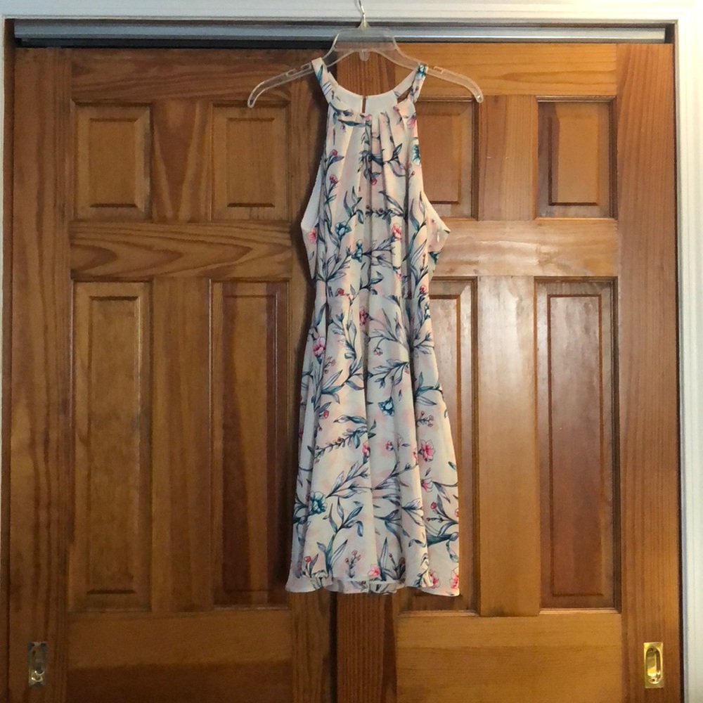 White & pink colorful floral Express dress